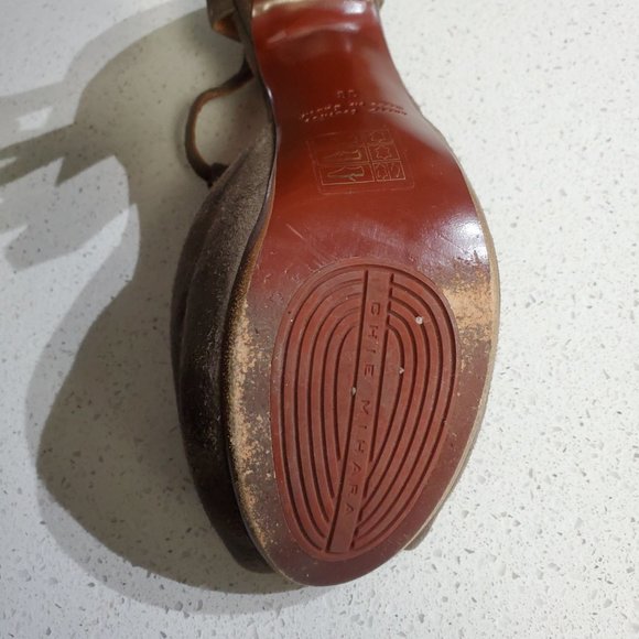 Chie Mihara micro suede leather heals - fringe t strap front - Picture 11 of 12